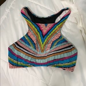 High neck, multicolored bikini top